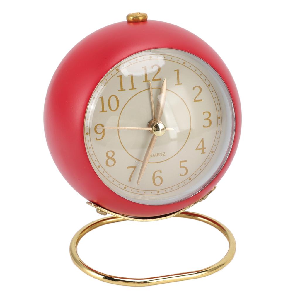 Retro Wecker Leise Dekorativ Rund Ringfuß Kleiner Quarzwecker mit Umgebungsnachtlicht