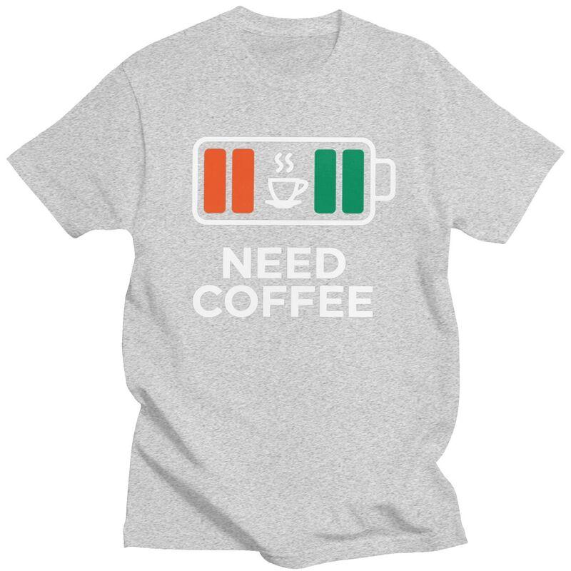 Custom I Need Coffee T Shirt for Men 100 Cotton Tshirt Tee Short Sleeves Tshirt Loose Fit