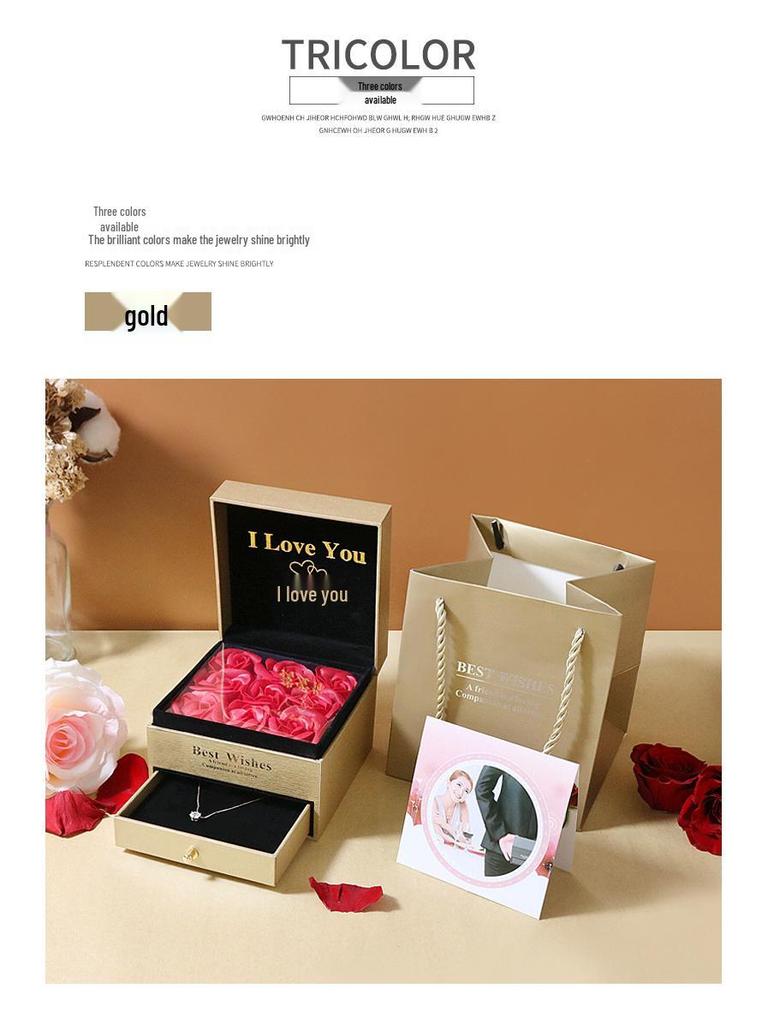 Exquisite Rose Soap Flower Jewelry & Storage Box: For Necklaces, Rings, Lipsticks