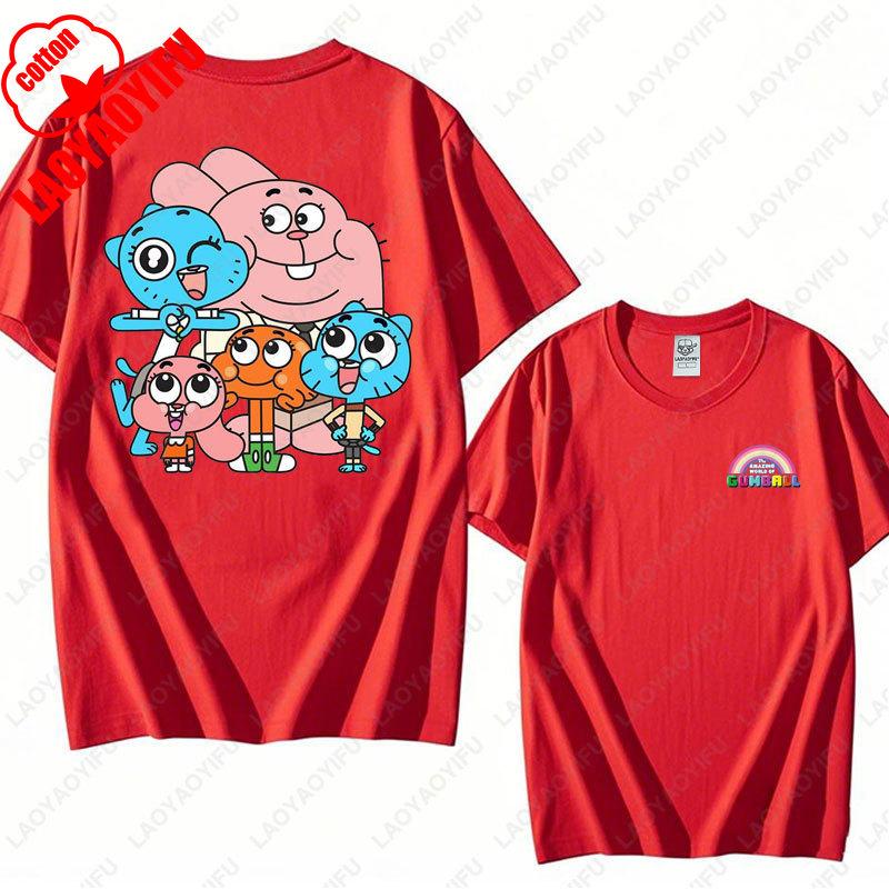 

Удивительный мир Гамбола Графическая футболка Смешная мультяшная аниме футболка Унисекс Хлопковый топ Милый Преппи Модный Свитер Одежда Футболка 4XL