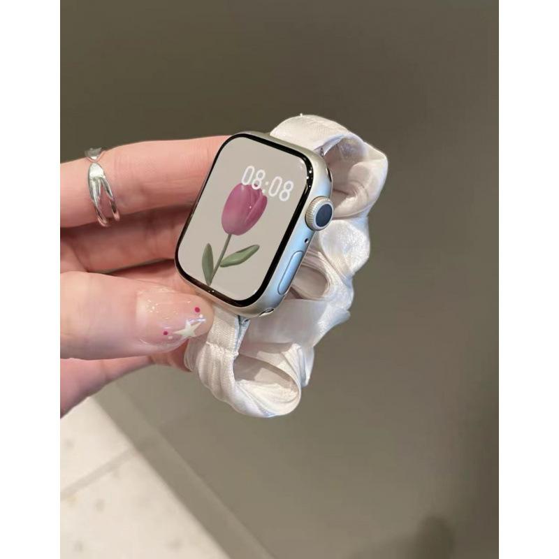 For AppleWatch8910 Apple Watch Strap iwatch11SE Feeling French Pearlescent Hairband Strap