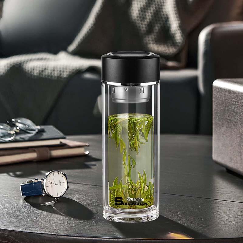 Shuanghan Double-Wall Borosilicate Glass Tea Tumbler