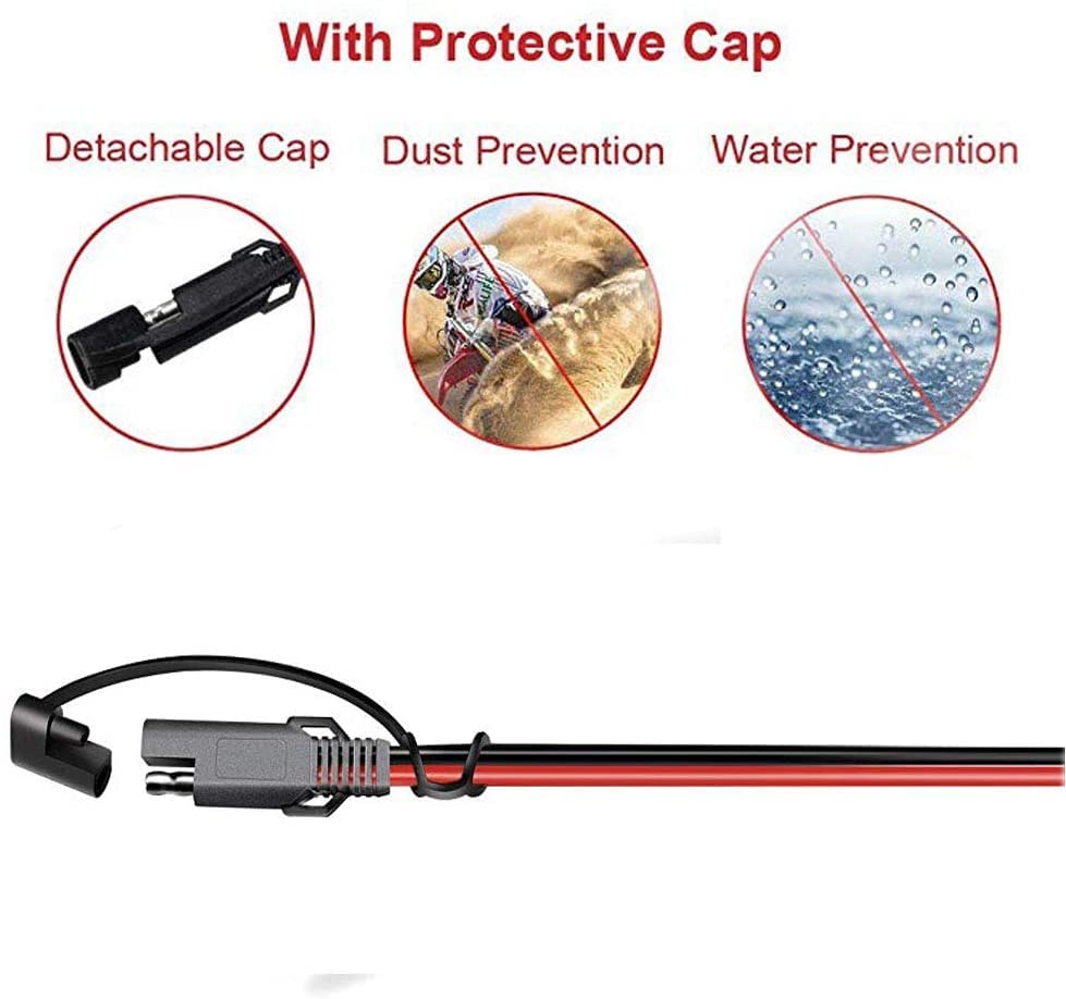GTIWUNG 4-Pack SAE Extension Cables, 12AWG, 35cm, SAE Power Cord, SAE Connector, SAE Quick-Release Connection, Cut-Off Plug, Power Cord, SAE