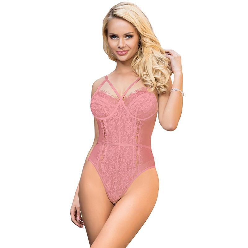 

Кружевное боди на бретельках с кнопками и съемной майкой - Сексуальная европейская и американская мода 3XL (International XL-2XL)