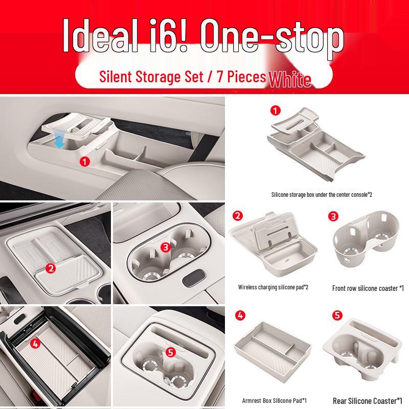 Ideal i6/i8 Passenger Seat Storage Box: Silicone Center Console Organizer & Car Interior Accessory