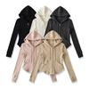 European and American Style Slim Coat Autumn New Solid Color Hooded Cardigan Thin Coat