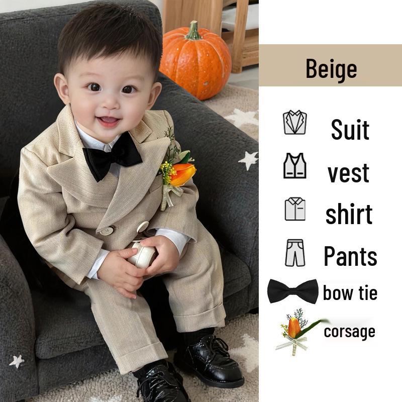 Jungen Anzug Frühling/Herbst: Erste Geburtstagsfeier Baby Formelle Kleidung, Britischer Stil Pageboy, Hochzeitsgast, Aufführungskostüm