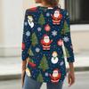 Women's Fashion Casual Christmas Print V-Neck Button Three-Quarter Sleeve T-Shirt Blouse