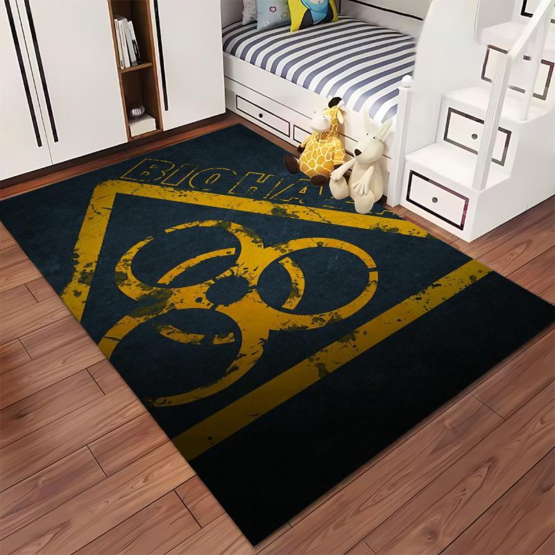 Biohazard Warning Rug Design Suitable for use as an anti-slip game mat for living room and bedroom sofas
