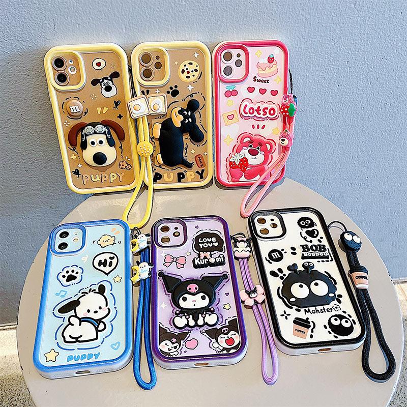 KEYSION Shockproof Case for OPPO A5 5G with Lanyard Soft Silicone Cute 3D Cartoon Doll Phone Back Cover for OPPO A5 2025