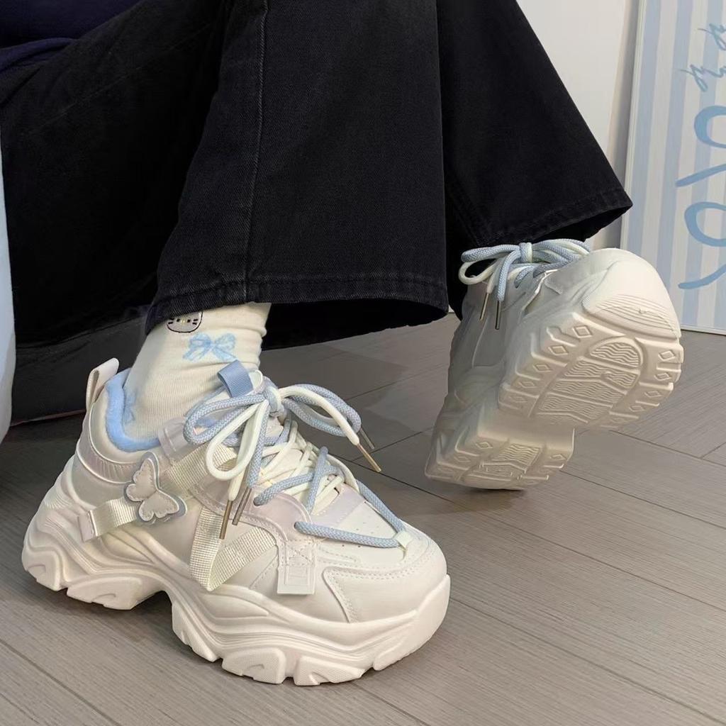 Grube buty typu "dad shoes" z polaru 22 zima nowe gruba podeszwa podwyższające dwa bawełniane buty studenckie buty sportowe
