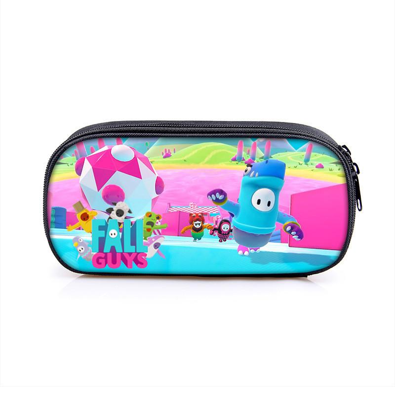 Fall Guys Cartoon Pencil Case For Students With Nylon Material Storage Organizer
