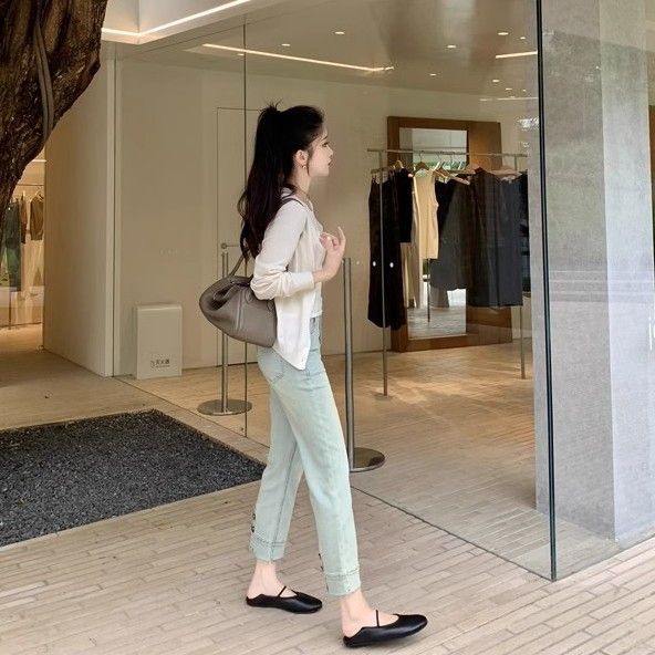 Dopaminové baleríny s měkkým povrchem pro těhotné ženy nové líné s mělkým výstřihem slovo babička plochá podrážka