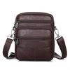 Double Zipper Genuine Leather Men’s Crossbody Bag, Multi-Zipper Small Shoulder Bag for Phone, Wallet, Travel & Daily Use
