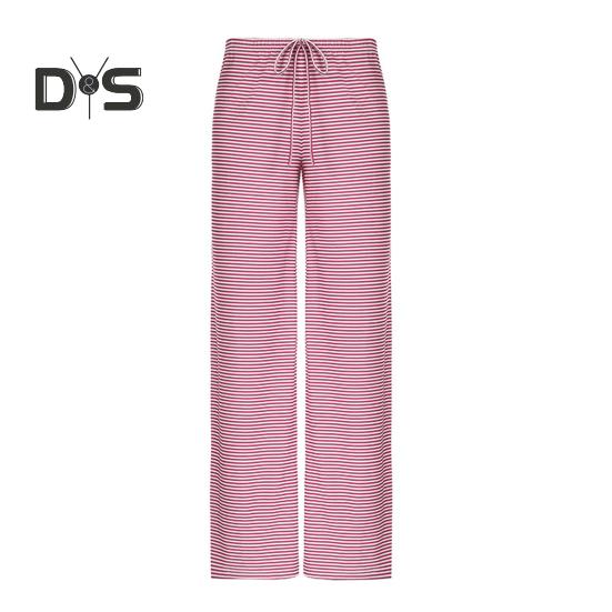 Women Casual Pants Straight Wide Leg Striped Print Long Trousers Adjustable Waist Strap Loose Fit Lounge Pants