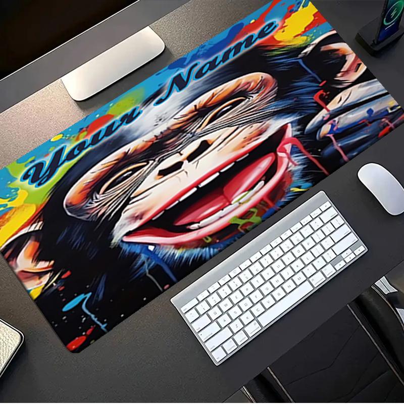 1PC Custom Name "Colorful Chimpanzee Artwork" Mouse pad, keyboard and mouse desk pad, for computer notebook Birthday Gift For Any Room Or Office