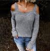 Autumn New Sexy Strap Off-Shoulder Sweater Solid Color Casual Long-Sleeved Sweater Woman Clothing