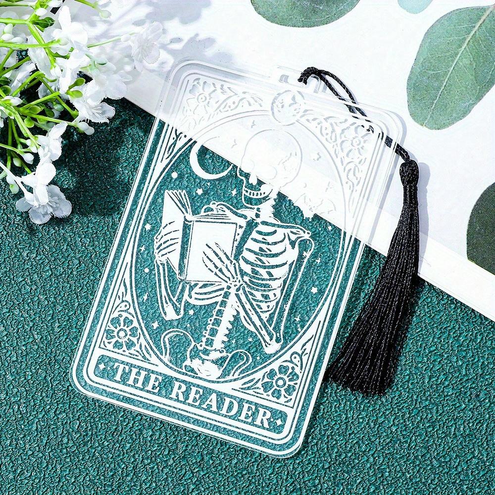 New Gothic Style Acrylic Bookmarks, Clear Skull Man Pattern Bookmarks, Stationery Book Accessories Reading Markers