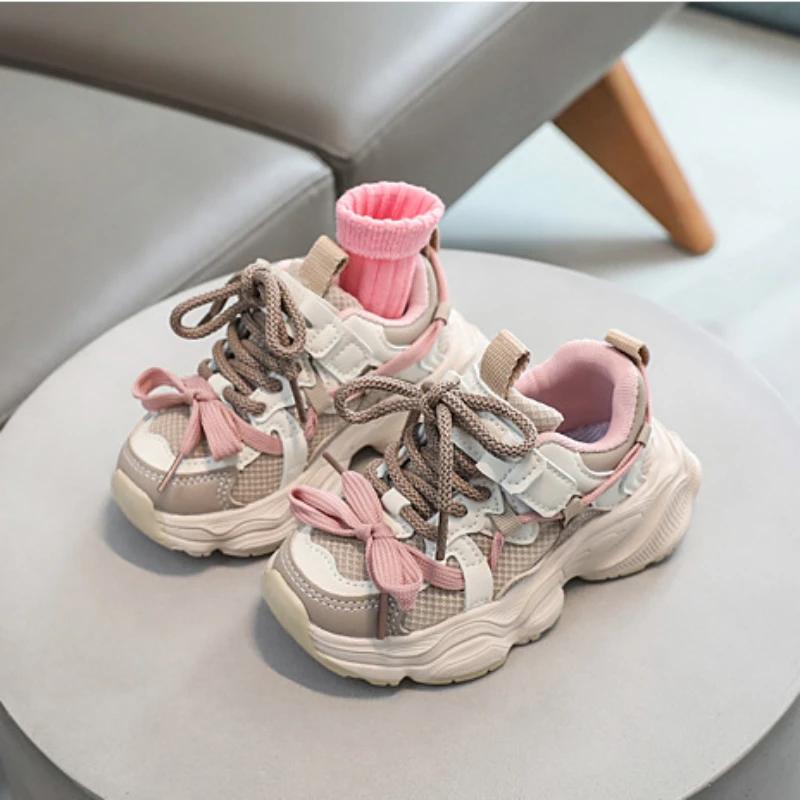 Kindersneaker für Mädchen Frühling Herbst Klobige Schul-Freizeit-Lauf-Sportschuhe Modisch Vielseitig Kinder Tennisschuhe Rutschfest