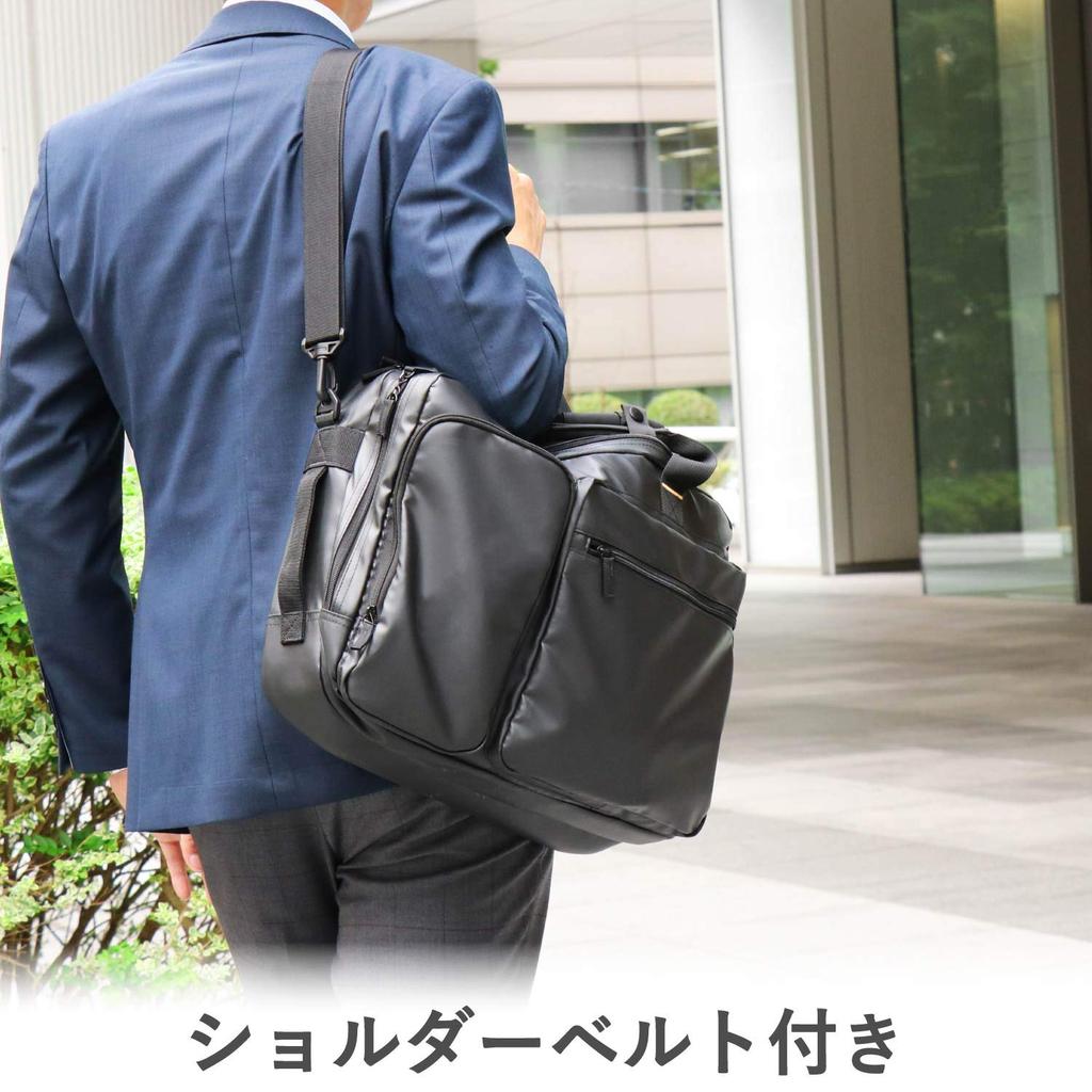 ELECOM Business Bag 3WAY Two Air Chambers Compatible with inch PC Water Repellent Carry Holder Included Black (Rucksack/Handbag/Shoulder) 15.6