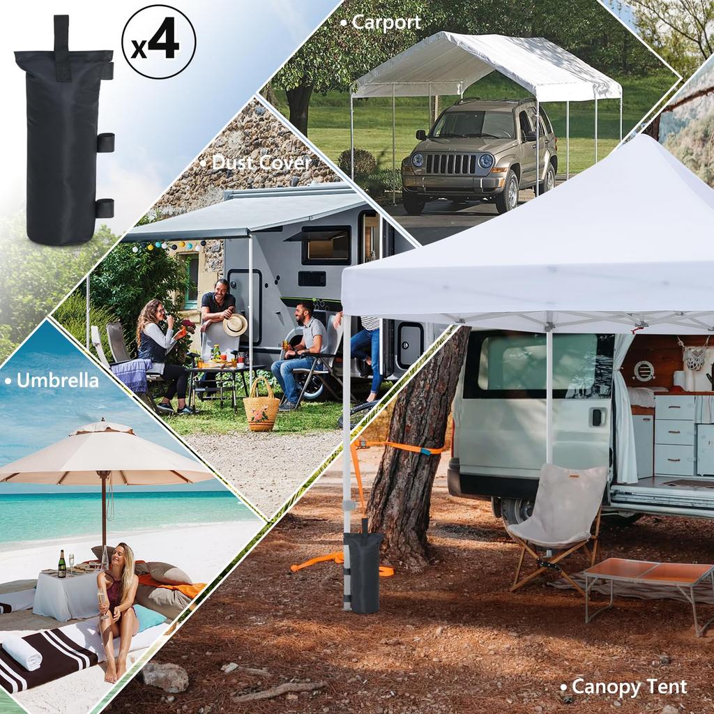 MASTERCANOPY Gewichtssäcke, Sandsäcke, Gewichte, Zelt-/Planengewichte, 50 kg Fassungsvermögen, Set aus 4 Stück (Schwarz)