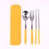 3Pcs Stainless Steel Portable Student Tableware Outdoor Travel Box Spoon Fork Chopsticks Set Adult Gift Cutler