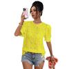 European & American Women's Casual Lace Puff Sleeve Top - Summer 2026 Collection