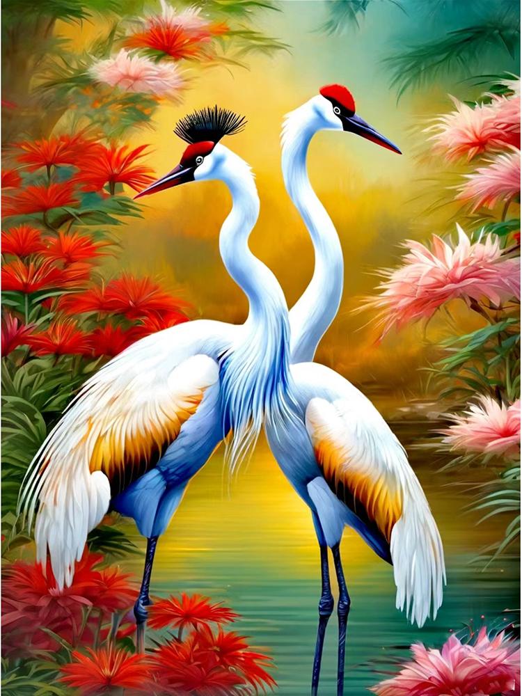 Animals 5D Diamond Painting Bird Red crowned Crane Diamond Inlay Set with Square/Round Embroidery DIY Home Decoration Gift