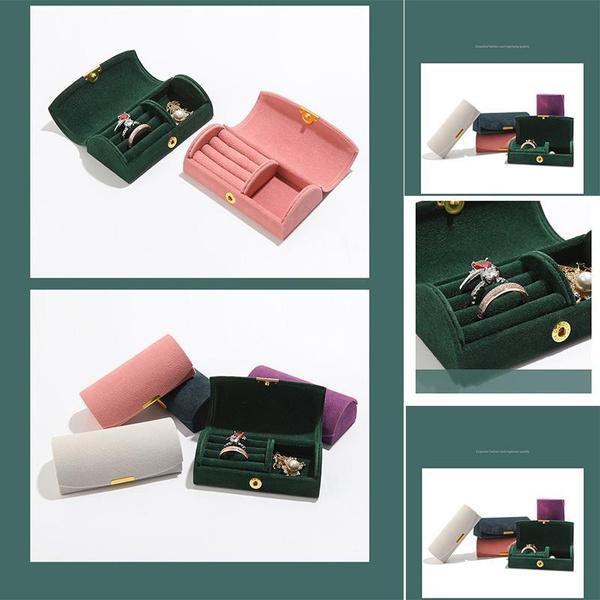 Newest Mini Velvet Jewelry Organizer Display Travel Jewelry Case Boxes Earrings Necklace Ring Portable Jewelry Storage Box Women