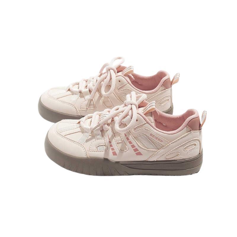 Women's Pink Retro Canvas Training Shoes - Spring/Autumn Trendy Style with Thick Sole and Comfortable Design, 2025 Collection