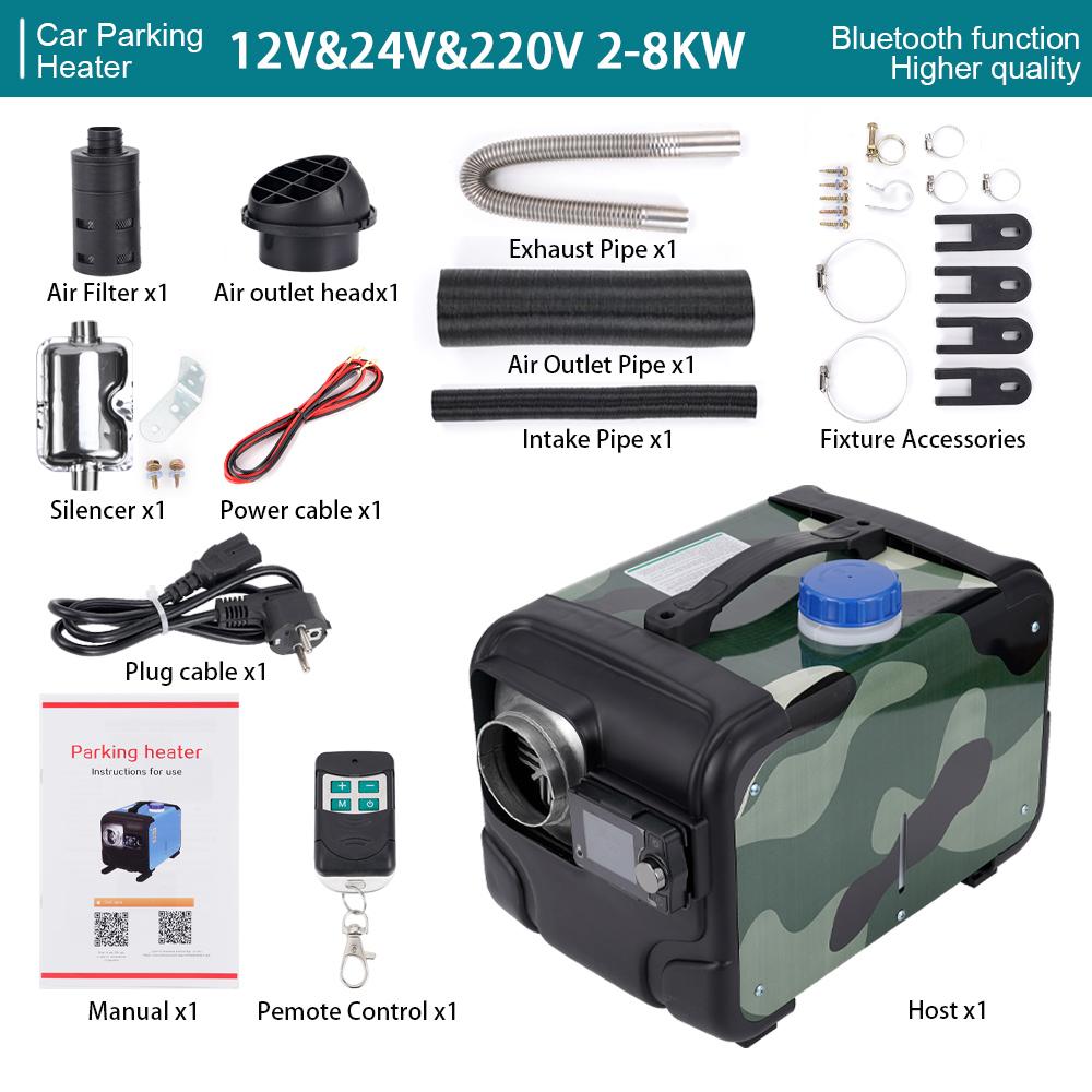 Parking Heater Set Horizontal Camouflage Model 12v 24V 220V Universal 2-8KW With Bluetooth Function And voice Playback Function