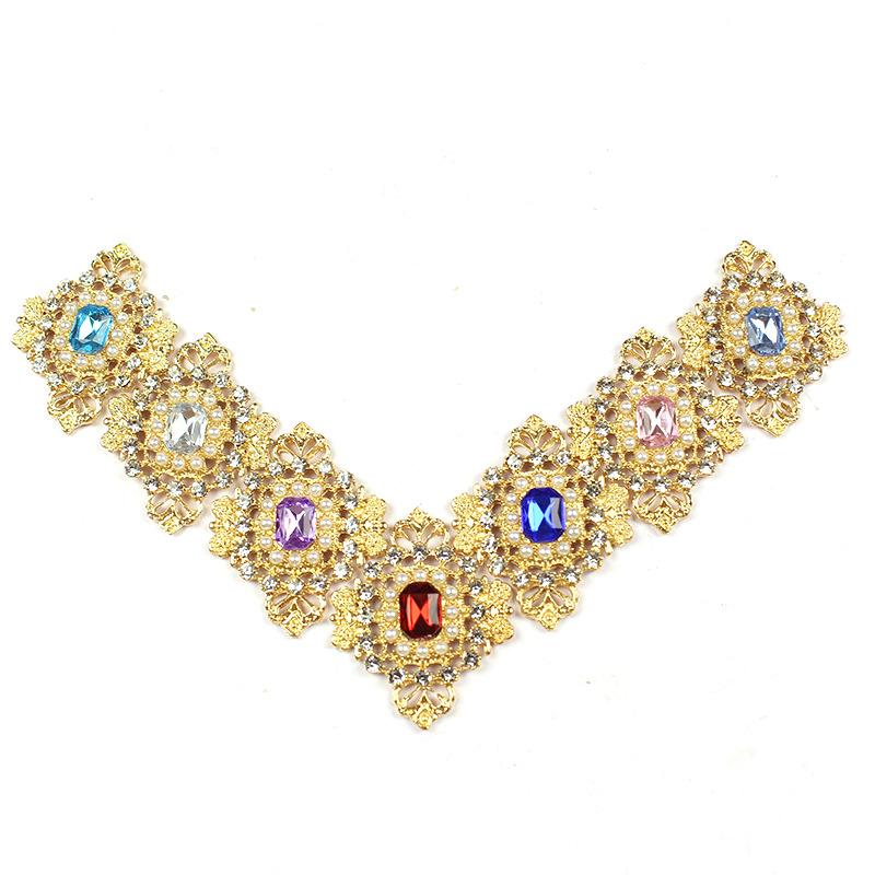 5Pcs 27*33Mm Alloy Plating Gold Flatback Buttons Rhinestones Pearl Handwork Diy Jewelry Accessories