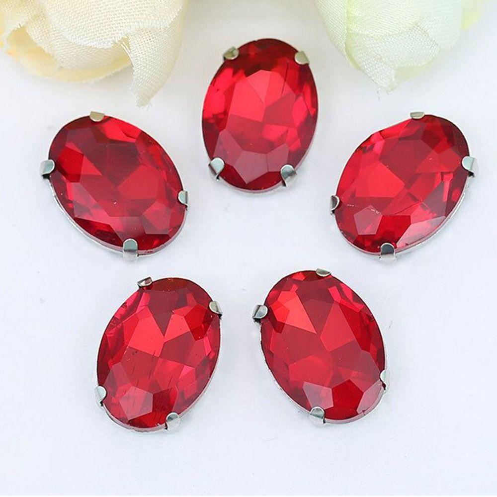50Pcs/Pack Egg Shape Glass Crystal Stones Diamond Beads Ornament DIY Garment Clothes Shoes