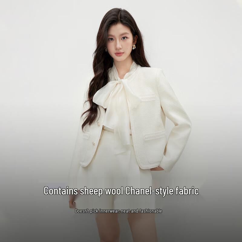 

Qiusbiyiren Женский элегантный короткий жакет с V-образным вырезом и отделкой жемчугом L