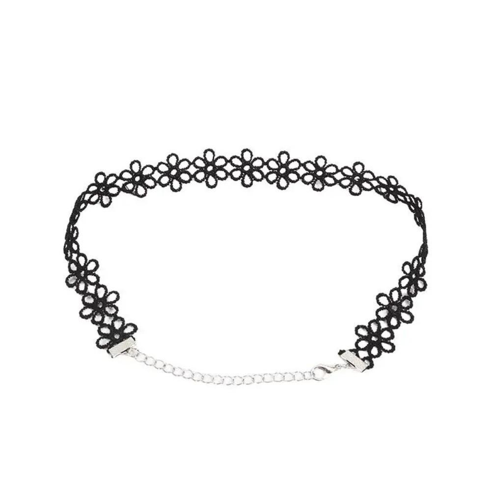 6Pcs/Set Vintage Style Gothic Elastic Necklace Adjustable Punk Necklace Fashion Lace Chokers Daily