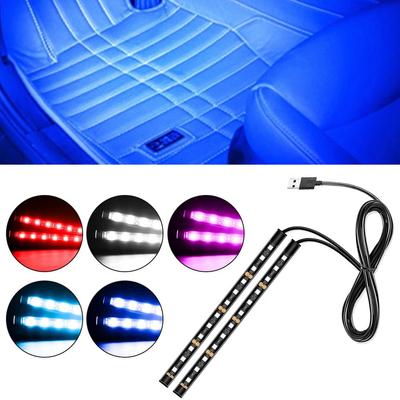 Tira de Luz LED para Pé de Carro  Lâmpada de Sinalização Decorativa de Atmosfera USB