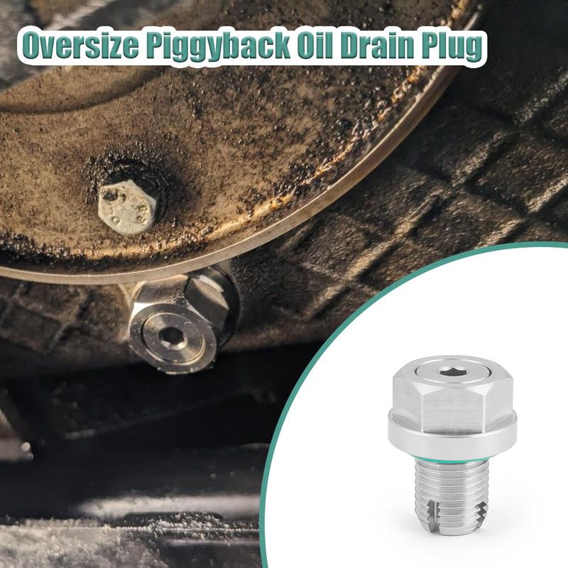 Oversized piggyback olieaftapplug, Zelfborende oliecarterdraad reparatieset van roestvrij staal
