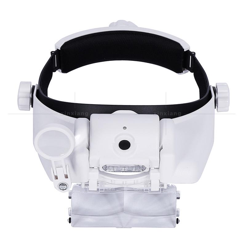 15x Rechargeable USB Head-mounted Magnifying Glass with Three LED Lights for Reading, Repair, and Beauty Inspection.