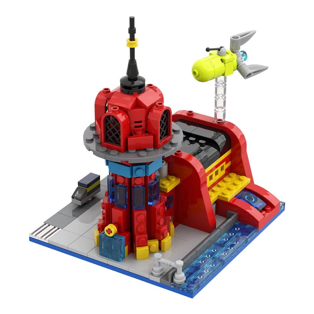 MOC Futurama Planet Express Model Building Blocks Animated DIY Creative Express Station Delivery Spaceship Brick Toys Adult Gift