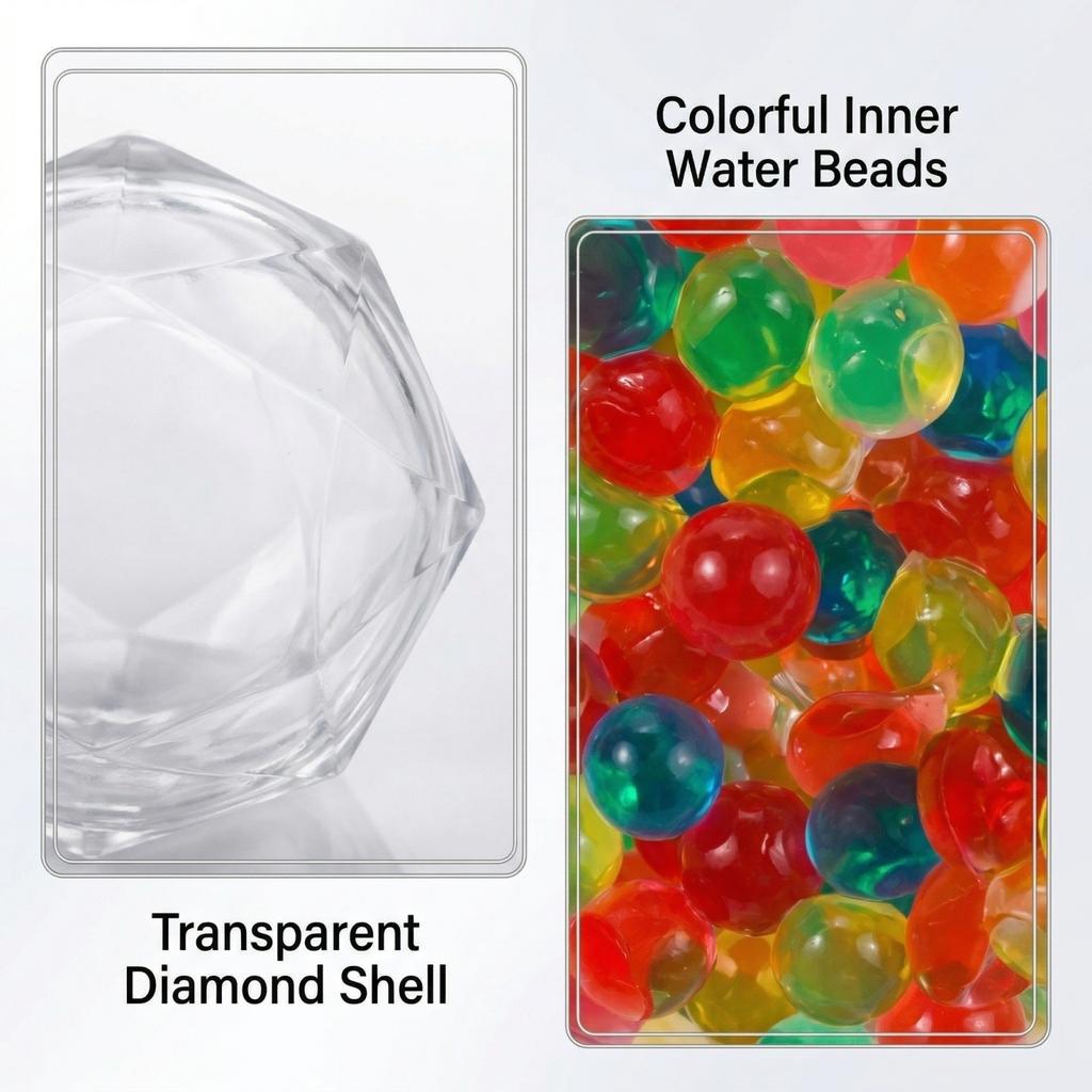 Diamond Water Drop Ball Stress Relief  Toy, Colorful Bead Grape Ball, Stress Relief Bubble Ball 2ml