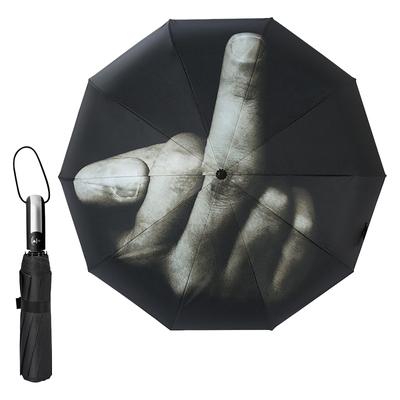 Guarda-chuva dobrável com dedo médio levantado, totalmente automático, personalizado, gesto internacional engraçado, desprezo pelo seu guarda-chuva