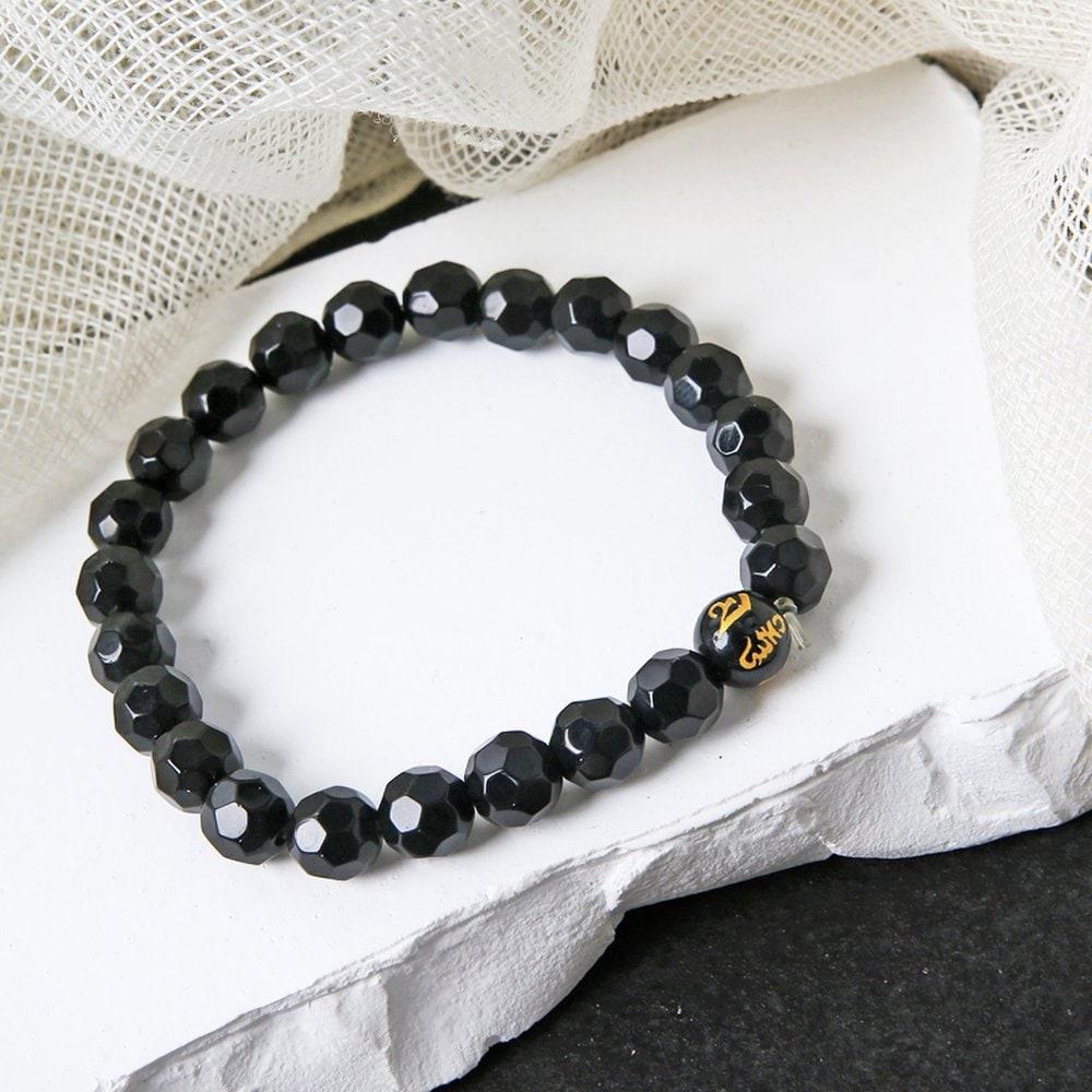 Jubis Wish Gold Rosary Bracelet Natural Stone Onyx Cut