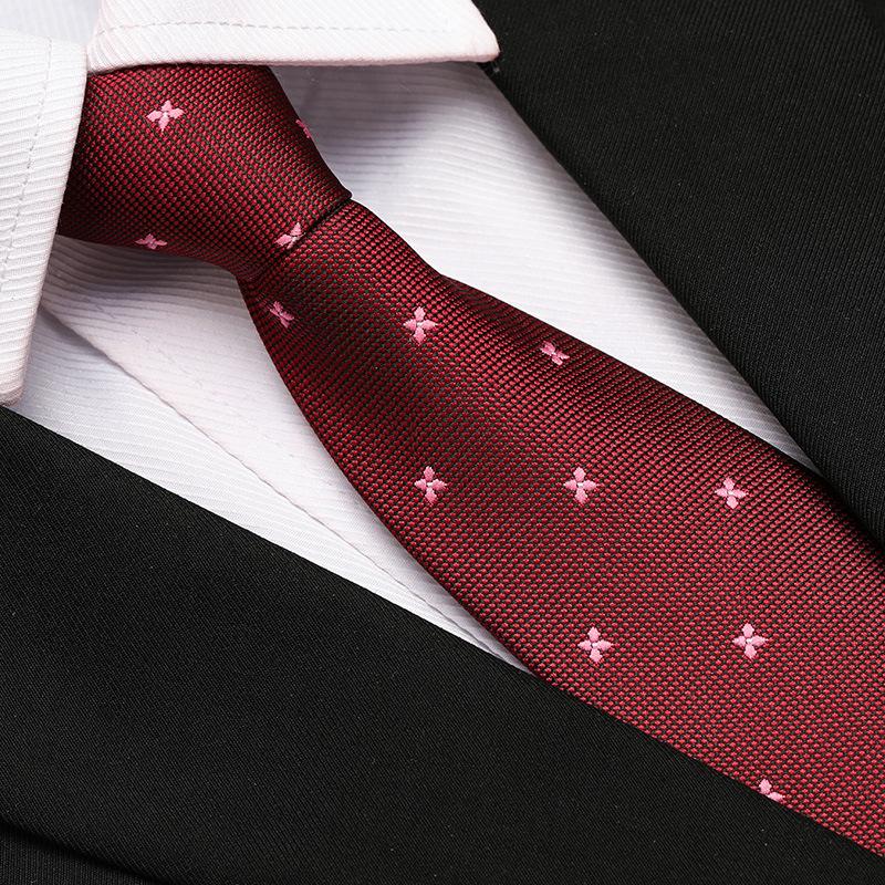 Men'S Formal Wedding Business Tie 8Cm Groom Wedding Banquet Burgundy Tie Hand Zipper Men And Women