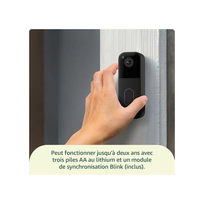 Sonnette vidéo connectée - Blink - Vidéo HD - Vision nocturne - Audio bidirectionnel - Durée de vie des piles 2 ans