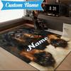 Custom Name German Shepherd Portrait Rug for Living Room, Game Rooms, Office, Bedroom, Floor Mat Playful Design, Fan Gifts Christmas Decor