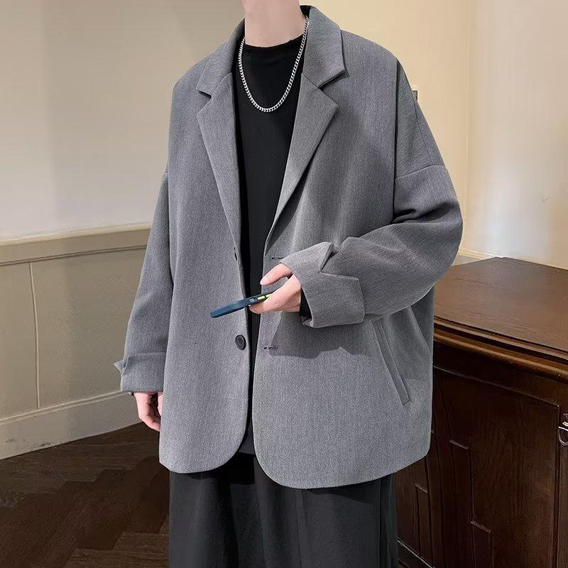 Men Spring and Summer British-style Blazers Simple Retro Suit Jackets Male Daily Streetwear Tops