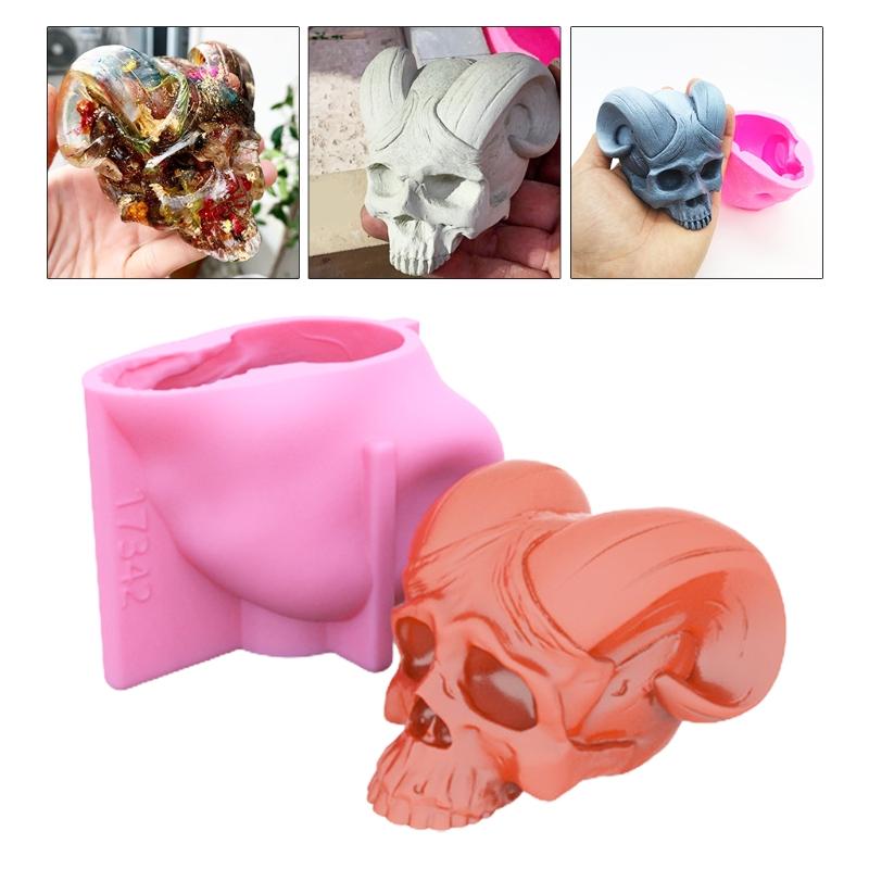 Devil Horns Skull Silicone Mold Keychain Resin Epoxy Craft Polymer Clay Craft DIY Ornament Jewelry Candles Making Tool