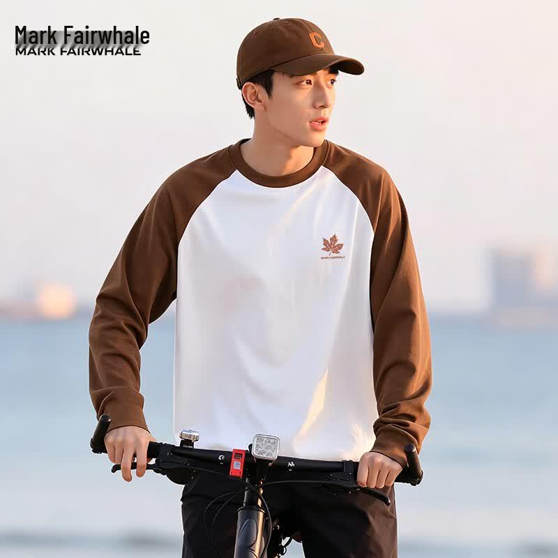 Mark Fairwhale Men's Pure Cotton Color-block Long Sleeve T-shirt