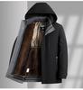 Men's Middle-Aged & Elderly Plus Velvet Warm Winter Down Jacket with Goose Down Liner