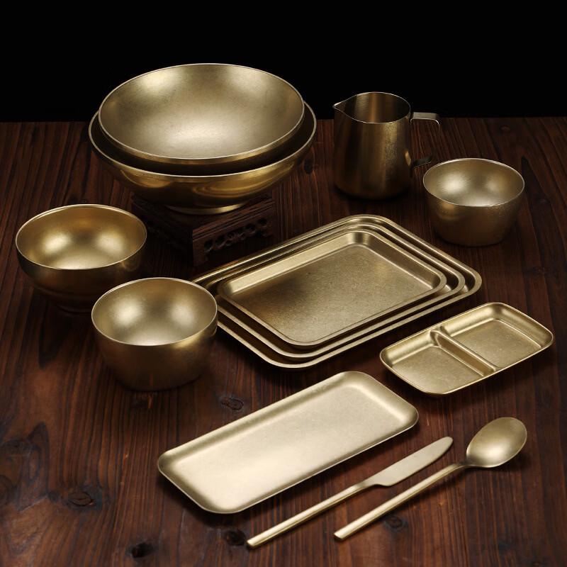 ZISIZ Light Luxury Retro 304 Stainless Steel Dinner Plate